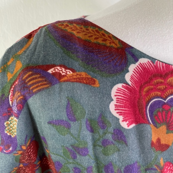 VTG Murray Meisner Midi Floral & Bird Print Dress - Picture 7 of 9